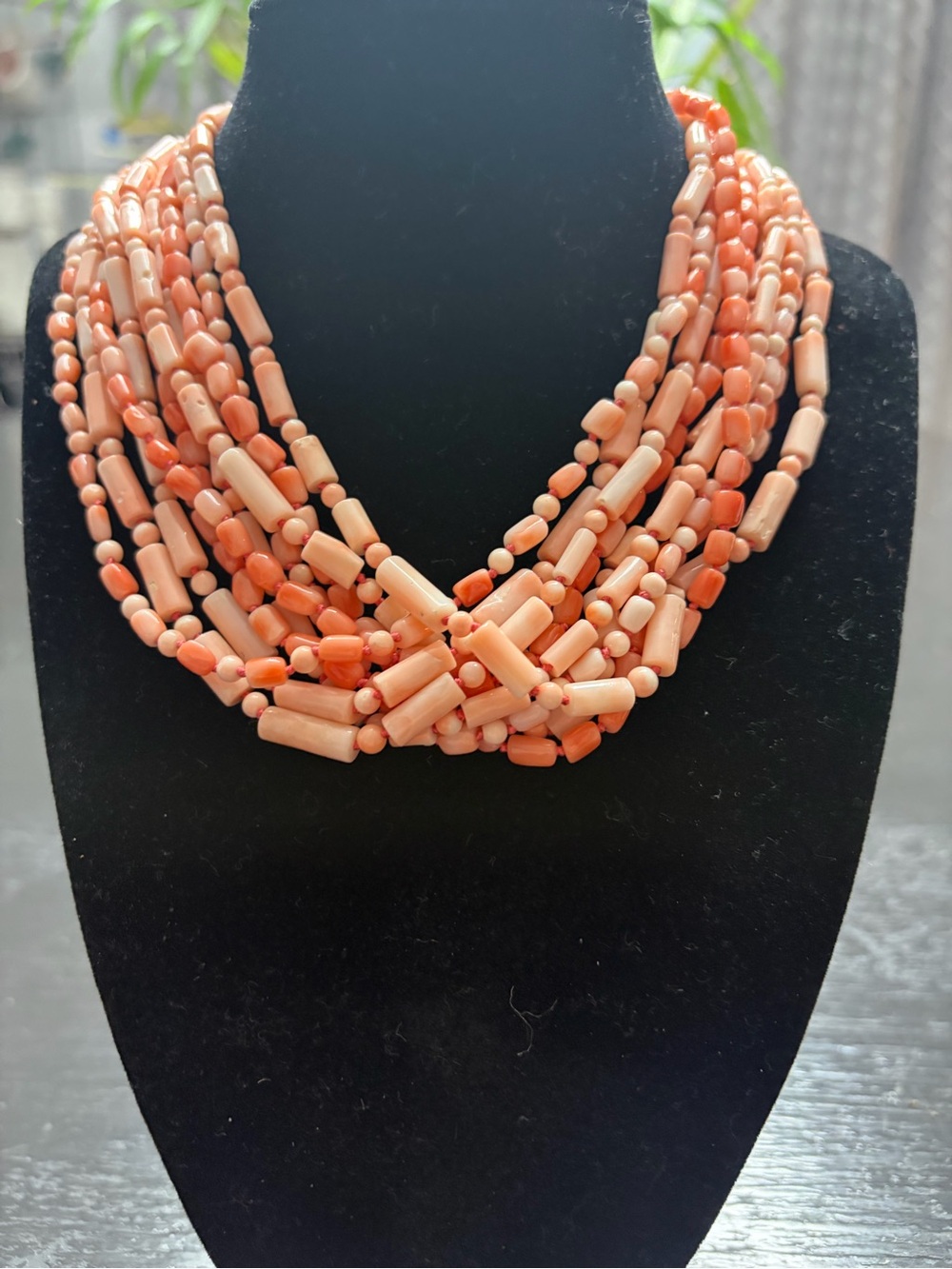 10 angel skin coral necklace